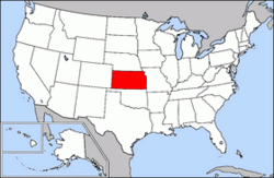 Map of USA highlighting Kansas