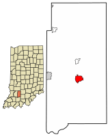 Location of Shoals in Martin County, Indiana.