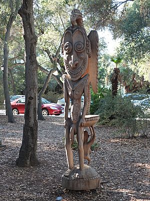 Papua New Guinea Sculpture Garden at Stanford University, front side of giant stool 1