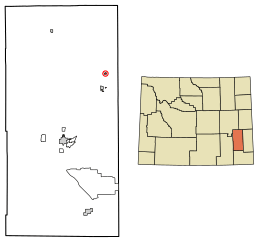 Location of Hartville in Platte County, Wyoming.