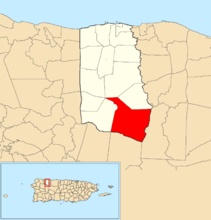 Location of Quebrada within the municipality of Camuy shown in red