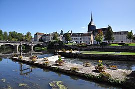 Town centre on the river Sauldre