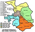 San Jose, California - Map of City Regions & Districts