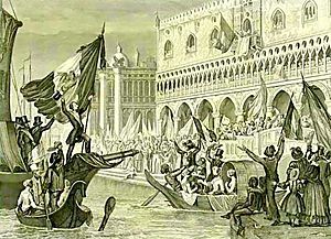 Sanesi - La proclamazione della Repubblica di San Marco, Marzo 1848 - litografia - ca. 1850