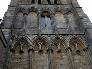 Stone carvings on Raunds church tower - geograph.org.uk - 1223588