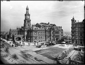 Sydney Town Hall with St Andrews cathedral visible (3575321672)