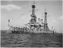 U.S. battleship New Jersey in camouflage coat. - NARA - 533704
