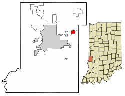 Location of Seelyville in Vigo County, Indiana.