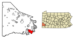 Location of Centerville in Washington County, Pennsylvania.
