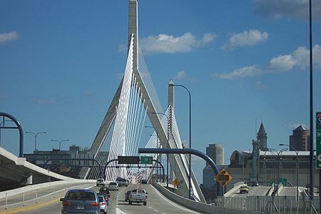 Zakim Bunker Hill Bridge Southbound