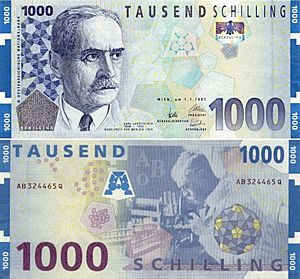 1000 Schilling banknote Karl Landsteiner front back