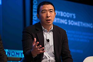 Andrew Yang talking about urban entrepreneurship at Techonomy Conference 2015 in Detroit, MI