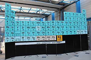 Backdrop for presentation of Röntgenium, element 111, at GSI Darmstadt