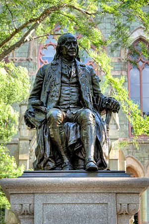 Ben franklin statue in front of College Hall, Univ. of Pennsylvania
