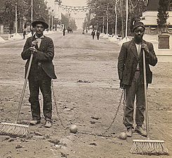 Chain Gang Street Sweepers, 1909
