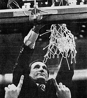 Coach K cutting down the nets, Duke Chronicle 1986-03-10
