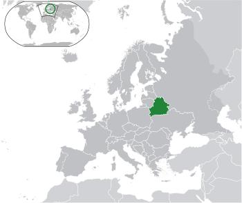 Location of  Belarus  (green)on the European continent  (dark grey)  —  [Legend]