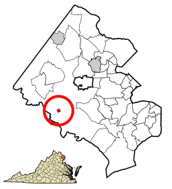 Location of Clifton in Fairfax County and Virginia