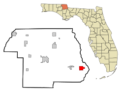 Location in Jackson County and the state of Florida