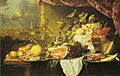 Jan Davidsz de Heem - Fruit and Ham on a Table with a View of a City - 1646