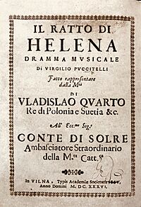 Libretto of the first opera staged in Vilnius (1636)