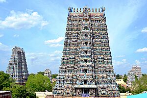 MEENAKSHI TEMPLE-VIEW FROM WEST SIDE TOWER