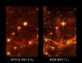 MIRI test image of the Large Magellanic Cloud - Spitzer vs webb LMC