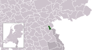 Highlighted position of Mook en Middelaar in a municipal map of Limburg
