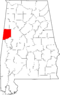Map of Alabama highlighting Pickens County.svg