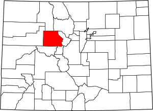 Map of Colorado highlighting Eagle County