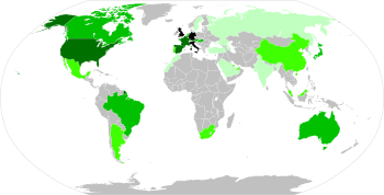 Map of Formula One World Championship races by host country