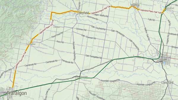 Map of Gippsland Plains Rail Trail Stevage