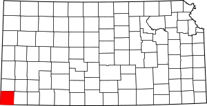 Map of Kansas highlighting Morton County