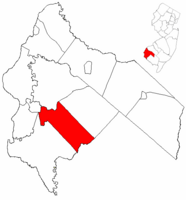 Quinton Township highlighted in Salem County. Inset map: Salem County highlighted in the State of New Jersey.