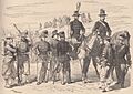 Mexique. — Costumes des officierset soldats du régiment belge - les gardes du corps de l'impératrice Charlotte