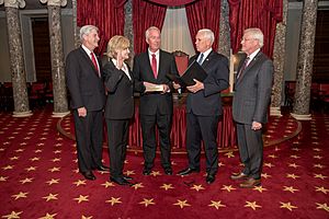 Mike Pence swears in Cindy Hyde-Smith at the Old Senate Chamber