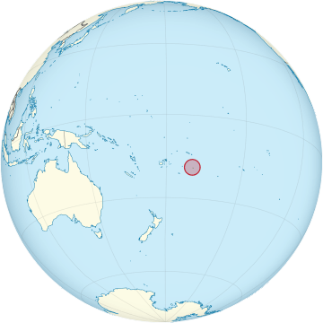 Niue on the globe (Polynesia centered)