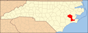 North Carolina Map Highlighting Craven County