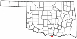 Location of Thackerville, Oklahoma