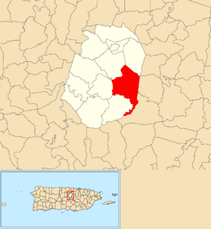 Location of Palos Blancos within the municipality of Corozal shown in red