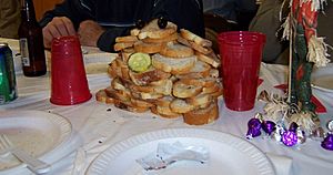 Piled bread