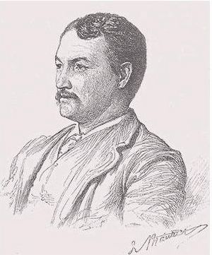 Portrait of Frank Millet by his contemporary, author and illustrator George Du Maurier, from Harper's New Monthly Magazine for June 1889