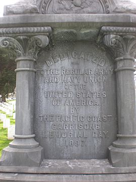 Regular Army & Navy Union statue, SF National Cemetry inscription