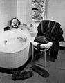 Ringling Circus clown Emmett Kelly in a bubble bath Sarasota, Florida