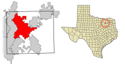 Location of Rockwall in Rockwall County, Texas