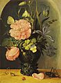 Roelant Savery - Flowers in a Glass in a Niche - Private collection
