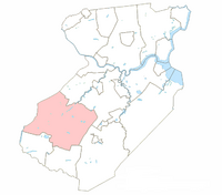 Location of South Brunswick within Middlesex County.