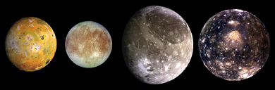 The Galilean satellites (the four largest moons of Jupiter)