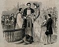 The marriage of Captain Martin van Buren to Anna Swan. Wood Wellcome V0007376