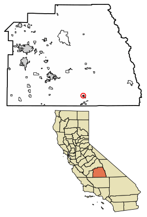 Location of California Hot Springs in Tulare County, California.